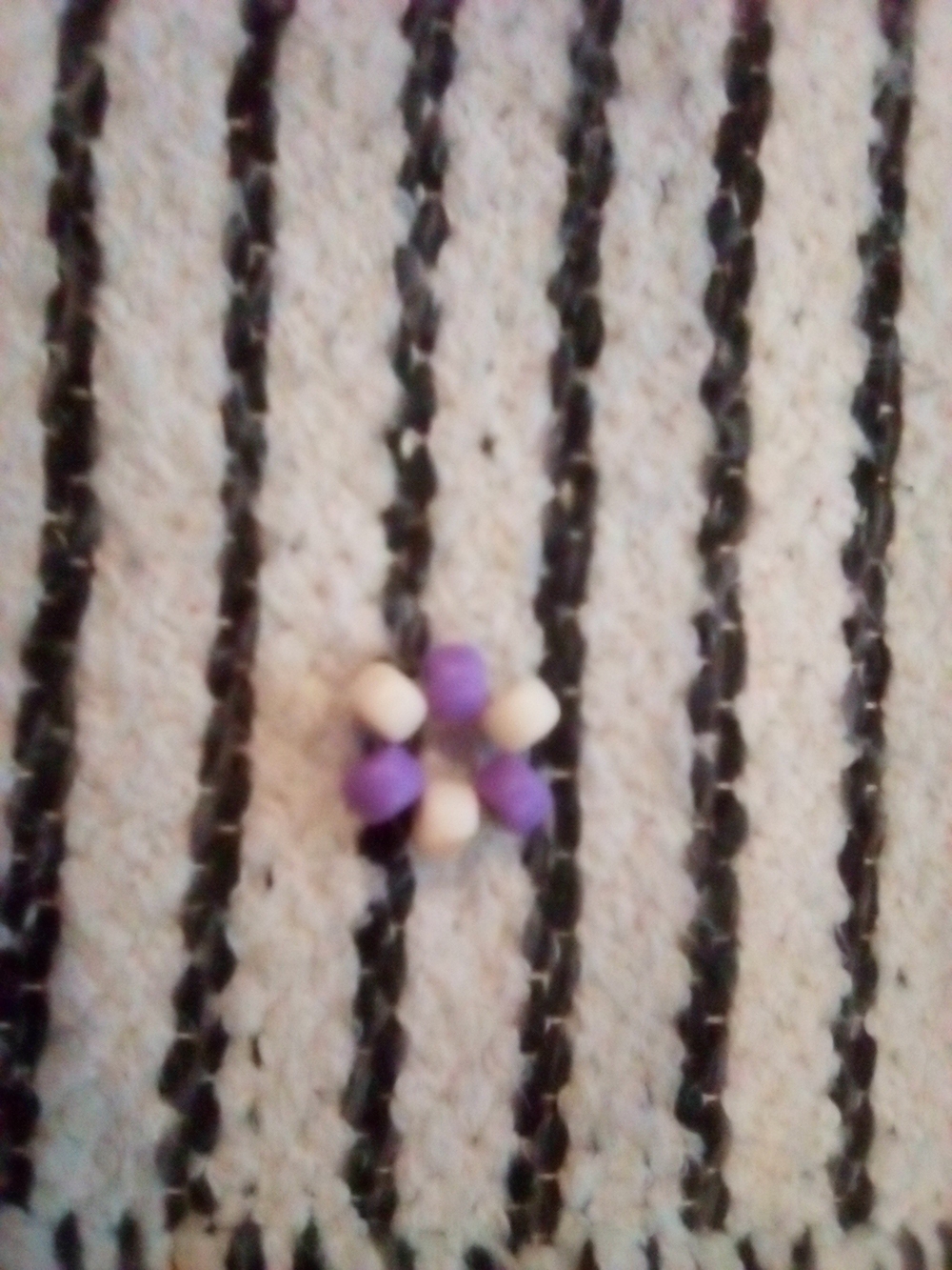 Handcrafted Purple and Cream Beaded Flower Stud Earrings